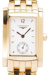 Longines DolceVita Biały/18 karatowe żółte złoto 22.4x26.85 mm L5.502.6.16.6