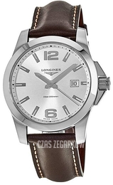 Longines Conquest Srebrny/Skóra Ø41 mm L3.759.4.76.5