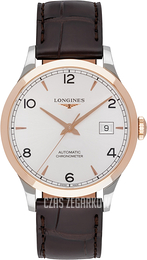Longines Record Srebrny/Skóra Ø38.5 mm L2.820.5.76.2