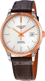 Longines Record Srebrny/Skóra Ø40 mm L2.821.5.72.2