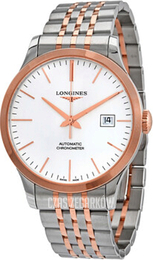Longines Record Srebrny/18 karatowe różowe złoto Ø40 mm L2.821.5.72.7
