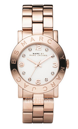 Marc by Marc Jacobs Amy Biały/Stal w kolorze różowego złota Ø36 mm MBM3077