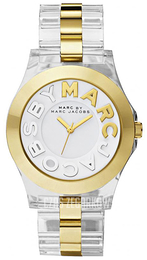 Marc by Marc Jacobs Rivera Biały/Stal w odcieniu złota Ø40 mm MBM4546