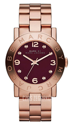 Marc by Marc Jacobs Amy Czerwony/Stal w kolorze różowego złota Ø36 mm MBM8618