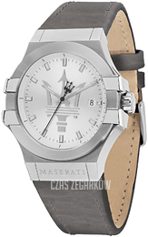 Maserati Potenza Srebrny/Skóra Ø42 mm R8851108018