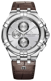 Maurice Lacroix Aikon Quartz Chronograph Srebrny/Skóra Ø44 mm AI1018-SS001-130-1