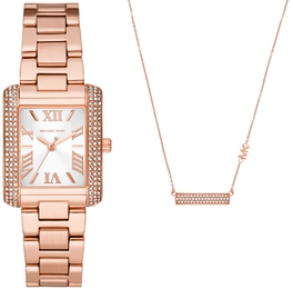 Michael Kors Emery Biały/Stal w kolorze różowego złota Ø33 mm MK1074SET