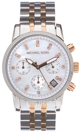 Michael Kors Biały/Stal w kolorze różowego złota Ø38 mm MK5525