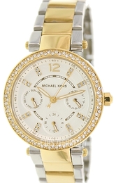 Michael Kors Parker Biały/Stal w odcieniu złota Ø33 mm MK6055