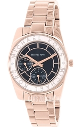 Michael Kors Czarny/Stal w kolorze różowego złota Ø33 mm MK6234