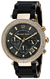 Michael Kors Parker Czarny/Stal w odcieniu złota Ø39 mm MK6404