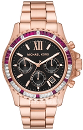 Michael Kors Everest Czarny/Stal w kolorze różowego złota Ø42 mm MK6972