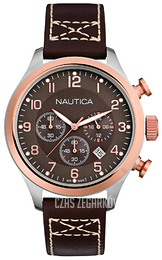 Nautica BFD 101 Brązowy/Skóra Ø44 mm A17649G