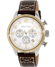 Nautica BFD 101 Biały/Skóra Ø44 mm N15666G