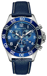 Nautica Chronograph Niebieski/Skóra Ø44 mm NAI15506G