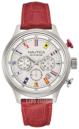 Nautica Chronograph Srebrny/Skóra Ø44 mm NAI16519G