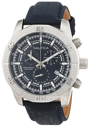Nautica Chronograph Niebieski/Skóra Ø44 mm NAI16526G
