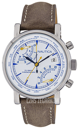 Nautica Chronograph Biały/Skóra Ø44 mm NAI17505G