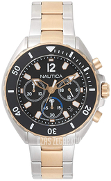 Nautica Newport Czarny/Stal w kolorze różowego złota Ø47 mm NAPNWP006
