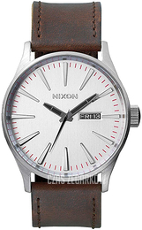 Nixon The Sentry Srebrny/Skóra Ø42 mm A105-1113