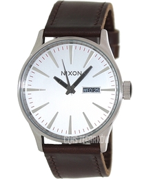Nixon The Sentry Leather Srebrny/Skóra Ø42 mm A1051113-00
