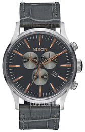 Nixon The Sentry Szary/Skóra Ø42 mm A4052145-00
