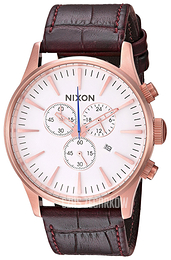 Nixon The Sentry Biały/Skóra Ø42 mm A4052459-00