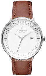 Nordgreen Philosopher Biały/Skóra Ø36 mm PH36SILEBRXX
