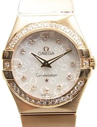 Omega Constellation Quartz 27mm Biały/18 karatowe różowe złoto Ø27 mm 123.55.27.60.55.015