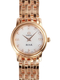 Omega De Ville Prestige Quartz Small Biały/18 karatowe różowe złoto Ø22 mm 4116.75.00