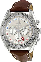 Omega Speedmaster Broad Arrow GMT Biały/Skóra Ø44.25 mm 3881.30.37