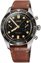 Oris Diving Czarny/Skóra Ø43 mm 01 771 7744 4354-07 5 21 45