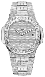 Patek Philippe Nautilus Srebrny/18 karatowe białe złoto Ø40 mm 5719/10G/010