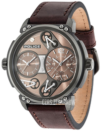 Police Steampunk Brązowy/Skóra Ø53 mm PL14693JSU/12