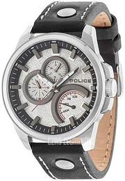 Police Navigator Srebrny/Skóra Ø48 mm PL14799JS.04