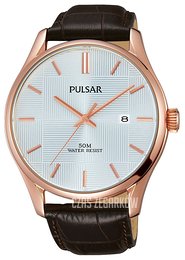 Pulsar Srebrny/Skóra Ø43 mm PS9426X1