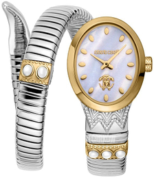 Roberto Cavalli by Franck Muller Serpente Biały/Stal w odcieniu złota Ø23 mm RC5L104M0055