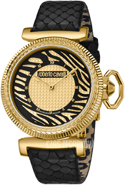 Roberto Cavalli by Franck Muller Dress Żółte złoto/Skóra Ø38 mm RV1L056L0021