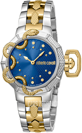 Roberto Cavalli by Franck Muller Dress Niebieski/Stal w odcieniu złota Ø33 mm RV1L069M0101
