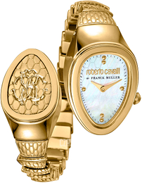 Roberto Cavalli by Franck Muller Dress Biały/Stal w odcieniu złota Ø22 mm RV1L081M0031