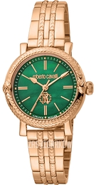 Roberto Cavalli by Franck Muller Classic Zielony/Stal w kolorze różowego złota Ø30 mm RV1L193M0071
