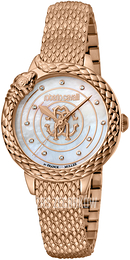 Roberto Cavalli by Franck Muller Franck Muller Biały/Stal w kolorze różowego złota Ø32 mm RV2L052M0081