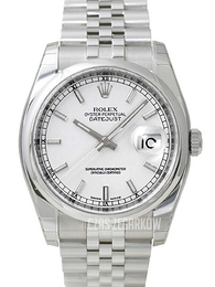 Rolex Datejust Steel Biały/Stal Ø36 mm 116200-0100