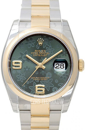 Rolex Datejust Two Tone Zielony/18 karatowe żółte złoto Ø36 mm 116203-0147