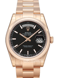 Rolex Day-Date Czarny/18 karatowe żółte złoto Ø36 mm 118205/2