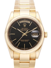 Rolex Day-Date 36 Czarny/18 karatowe żółte złoto Ø36 mm 118208-0095