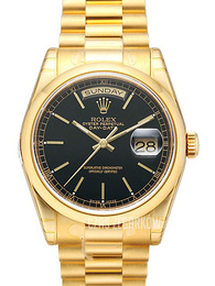 Rolex Day-Date 36 Czarny/18 karatowe żółte złoto Ø36 mm 118208-0082