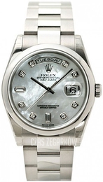 Rolex Day-Date Biały/18 karatowe białe złoto Ø36 mm 118209/5