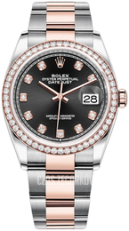 Rolex Datejust 36 Czarny/18 karatowe różowe złoto Ø36 mm 126281RBR-0008