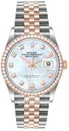 Rolex Datejust 36 Biały/18 karatowe różowe złoto Ø36 mm 126281RBR-0009